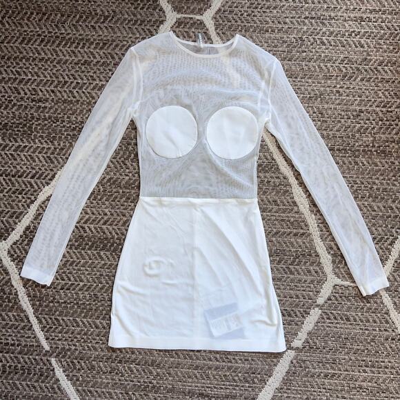 NORMA KAMALI Dot Dash Mini Dress Sz XXS - Picture 1 of 7